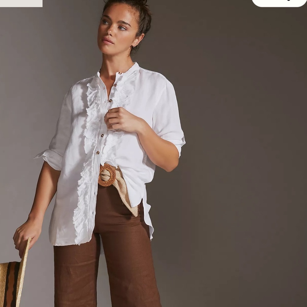 ⭐️NWT Pilcro by Anthropologie Ruffled Placket Shirt⭐️